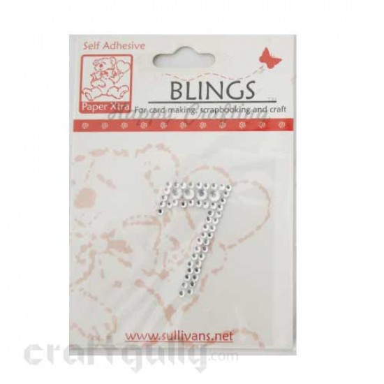 Rhinestone Stick-ons - Number Stickers - 7