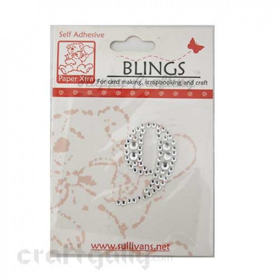 Rhinestone Stick-ons - Number Stickers - 9