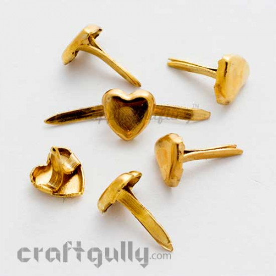 Brads 5mm - Heart - Golden - Pack of 30