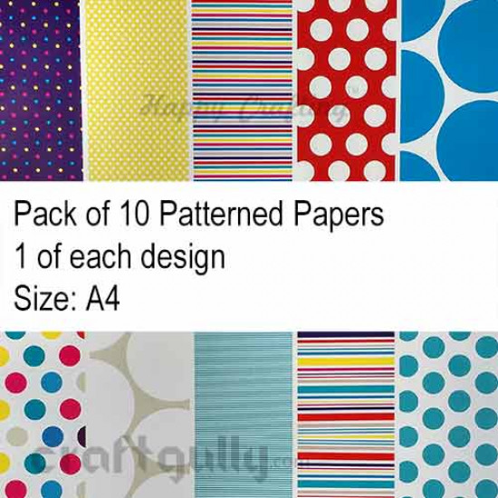 Pattern Paper A4 - Spots & Stripes - Pack of 10