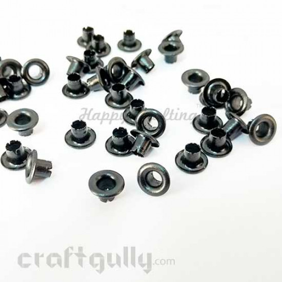 Eyelets 10mm - Round - Black - Pack of 4