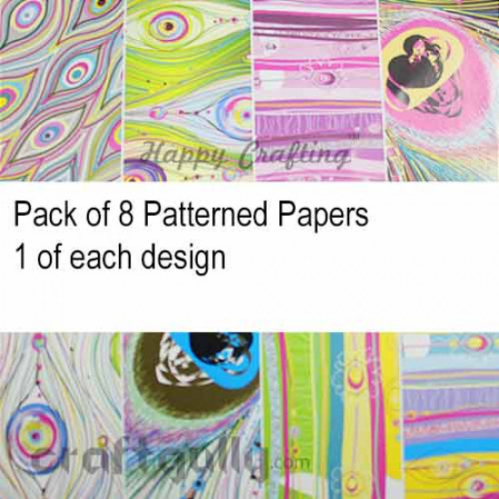 Pattern Paper A4 - Peacock Abstracts - Pack of 8