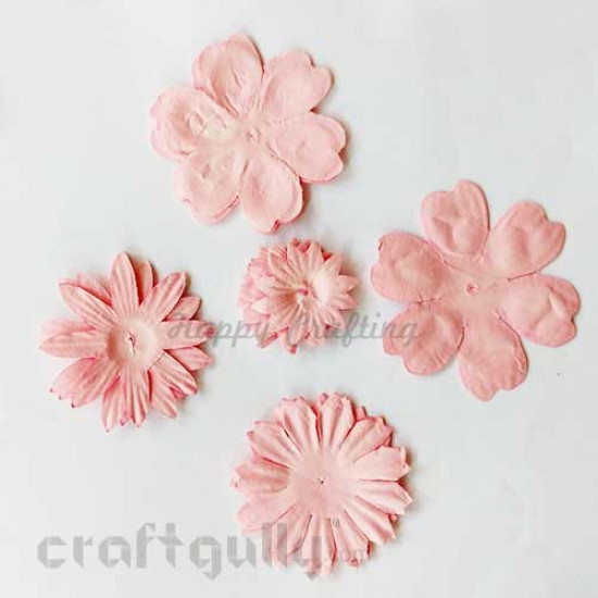 Die-Cut Paper Flowers - Embossed - Light Yellow - Pack of 18 