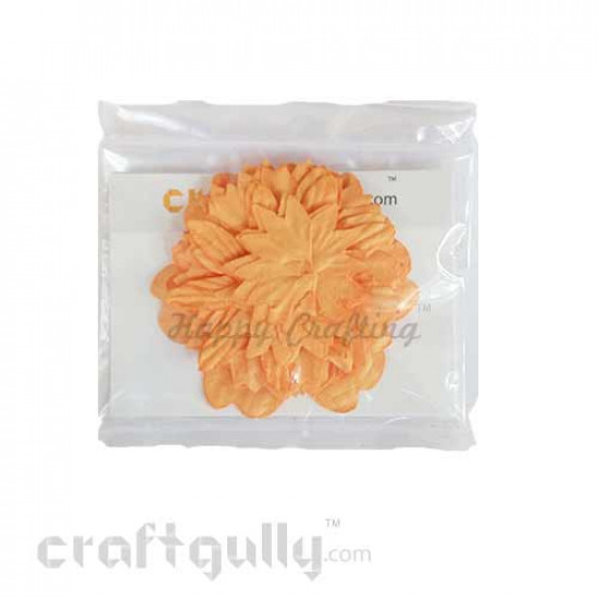 Die-Cut Paper Flowers - Embossed - Orange - Pack of 18 