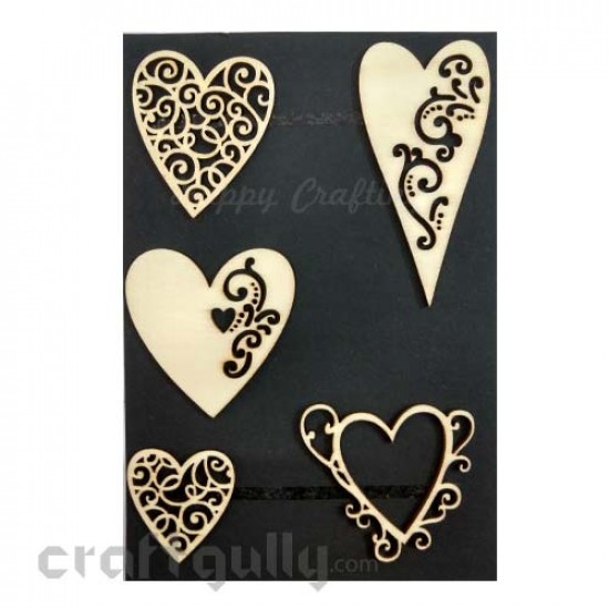 Laser Cut - Wooden Elements #9 - Hearts