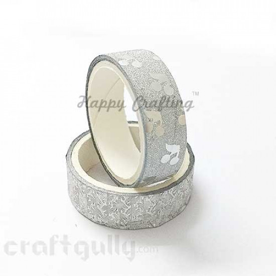 Shimmer Tapes 15mm - Patterned - Silver - Pack of 1