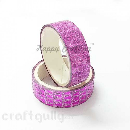 Shimmer Tapes 15mm - Patterned - Dark Pink - Pack of 1