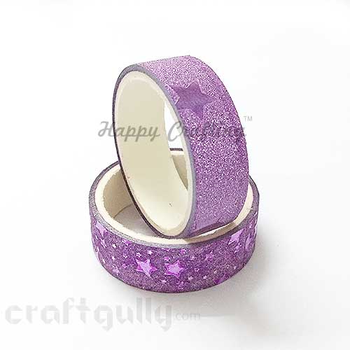 Shimmer Tapes 15mm - Patterned - Purple - Pack of 1