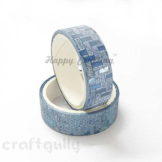 Shimmer Tapes 15mm - Patterned - Sky Blue - Pack of 1