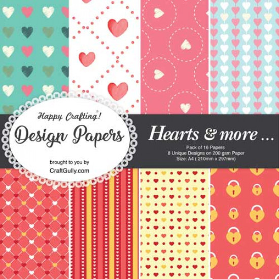 Pattern Paper A4 - Hearts & More - Pack of 16
