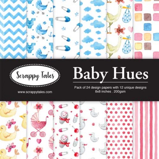 Pattern Papers 8x8 - Baby Hues - Pack of 24