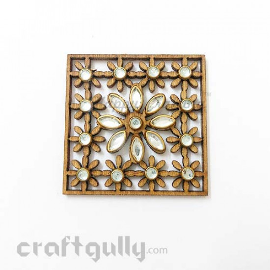 MDF Elements #11 - Square With Kundan - Pack of 1