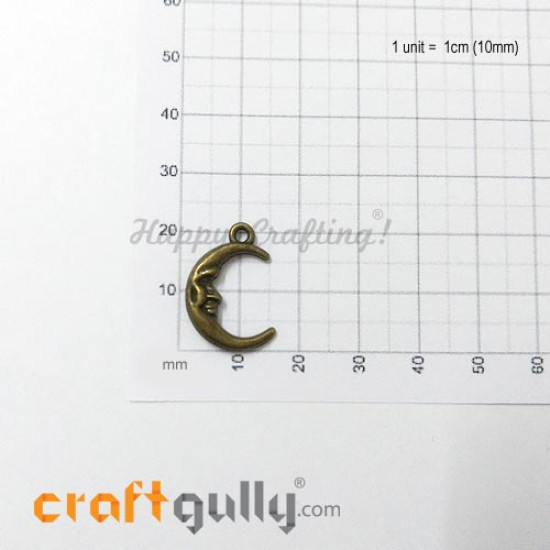 Charms / Elements 21.5mm Metal - Moon #1 - Bronze - Pack of 1