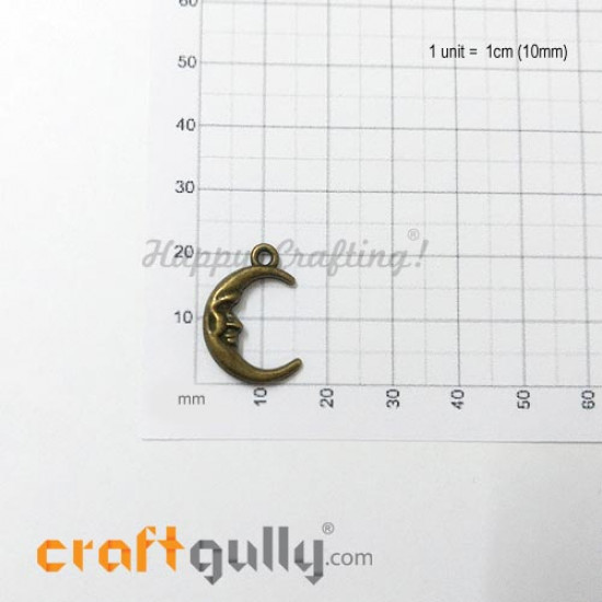 Charms / Elements 21.5mm Metal - Moon #1 - Bronze - Pack of 1 Charms / Elements 21.5mm Metal - Moon #1 - Bronze - Pack of 1