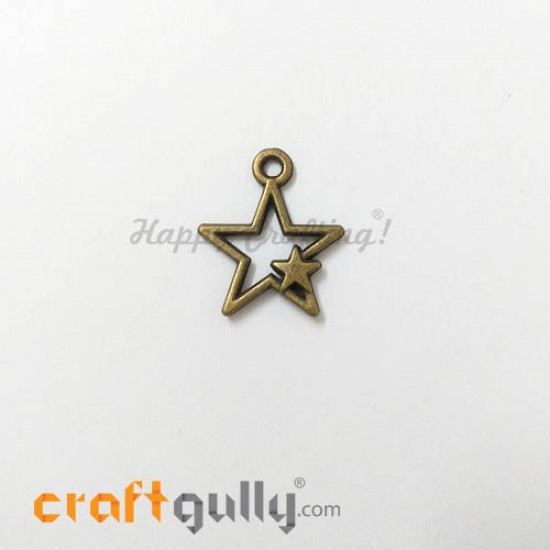 Charms / Elements 27mm Metal - Stars #2 - Bronze - Pack of 1