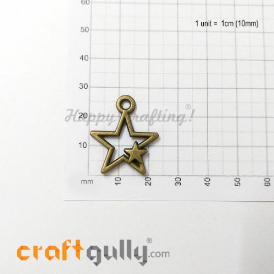 Charms / Elements 27mm Metal - Stars #2 - Bronze - Pack of 1