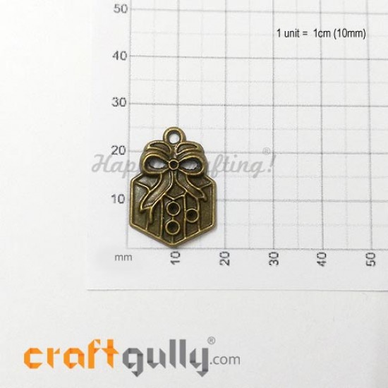 Charms / Elements 25mm Metal - Gift Boxes #1 - Bronze - Pack of 1 Charms / Elements 25mm Metal - Gift Boxes #1 - Bronze - Pack of 1