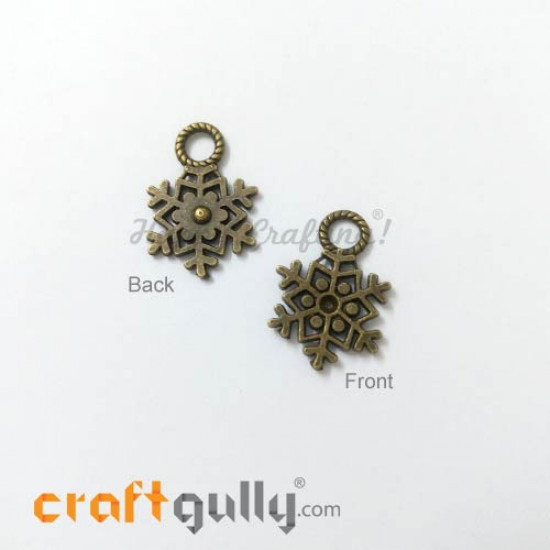 Charms / Elements 21mm Metal - Snow Flake #1 - Bronze - Pack of 1 Charms / Elements 21mm Metal - Snow Flake #1 - Bronze - Pack of 1