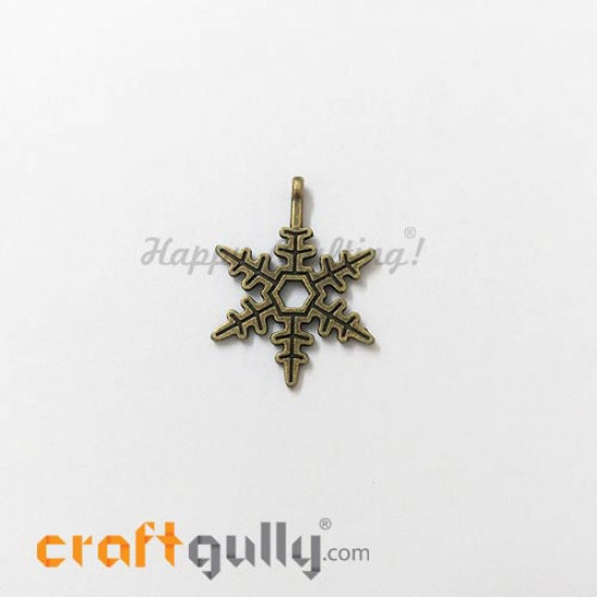 Charms / Elements 23mm Metal - Snow Flake #2 - Bronze - Pack of 1