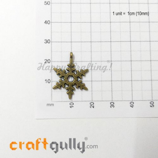 Charms / Elements 23mm Metal - Snow Flake #2 - Bronze - Pack of 1