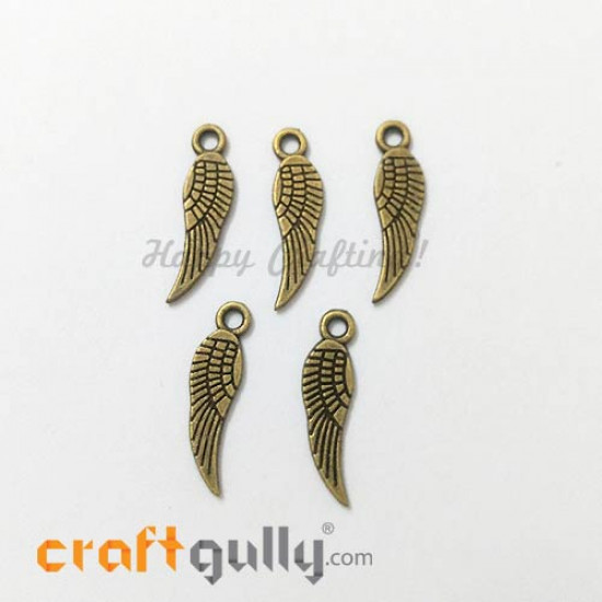 Charms / Elements 18.5mm Metal - Angel Wings #1 - Bronze - Pack of 5