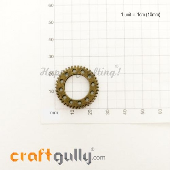 Charms / Elements 25mm Metal - Gear #3 - Bronze - Pack of 1 Charms / Elements 25mm Metal - Gear #3 - Bronze - Pack of 1