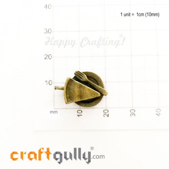 Charms / Elements 20mm Metal - Food Pie - Bronze - Pack of 1 Charms / Elements 20mm Metal - Food Pie - Bronze - Pack of 1