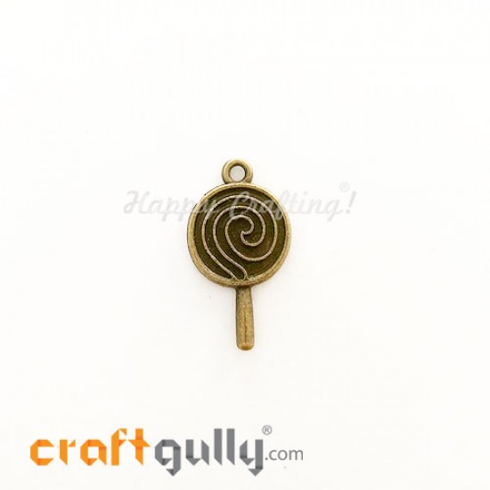 Charms / Elements 26.5mm Metal - Food Lollipop - Bronze - Pack of 1 Charms / Elements 26.5mm Metal - Food Lollipop - Bronze - Pack of 1