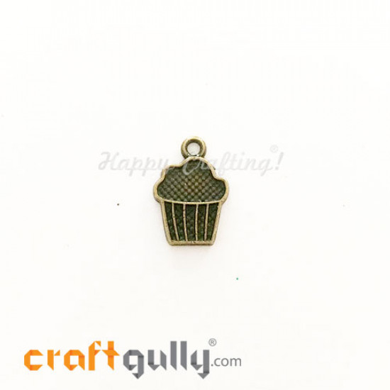 Charms / Elements 16mm Metal - Food Cupcake - Bronze - Pack of 1