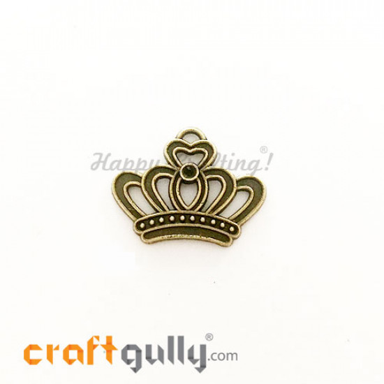 Charms / Elements 23mm Metal - Crown #2 - Bronze - Pack of 1