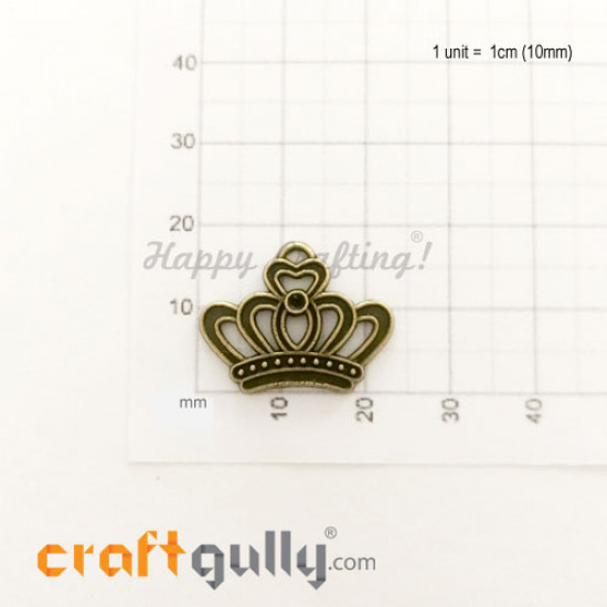 Charms / Elements 23mm Metal - Crown #2 - Bronze - Pack of 1