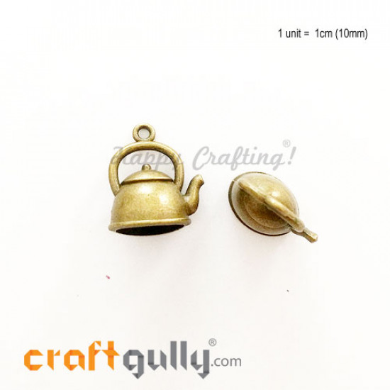 Charms / Elements  17mm Metal - Kitchen Teapot - Bronze - Pack of 1