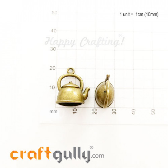 Charms / Elements  17mm Metal - Kitchen Teapot - Bronze - Pack of 1