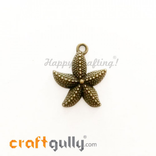 Charms / Elements 22mm Metal - Marine Star Fish - Bronze - Pack of 1