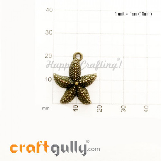 Charms / Elements 22mm Metal - Marine Star Fish - Bronze - Pack of 1