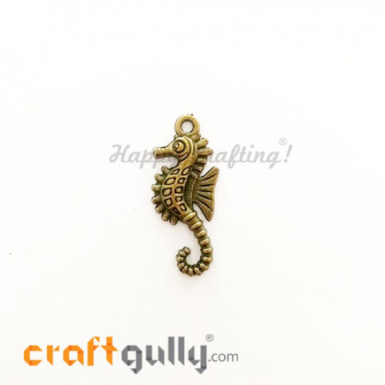 Charms / Elements 29mm Metal - Marine Sea Horse - Bronze - Pack of 1