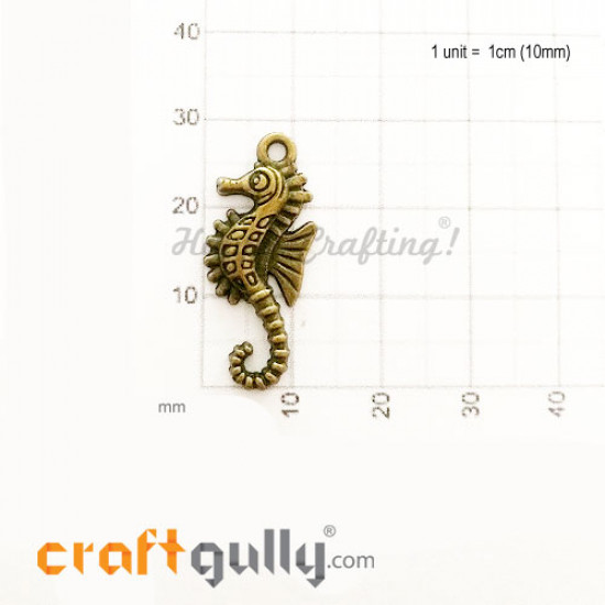 Charms / Elements 29mm Metal - Marine Sea Horse - Bronze - Pack of 1