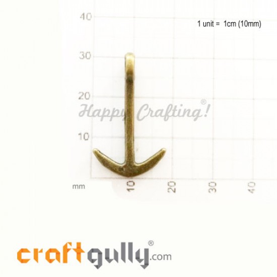 Charms / Elements 30mm Metal - Marine Anchor #3 - Bronze - Pack of 1 Charms / Elements 30mm Metal - Marine Anchor #3 - Bronze - Pack of 1