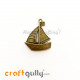Charms / Elements 31mm Metal - Marine Sail Boat #1 - Bronze - Pack of 1