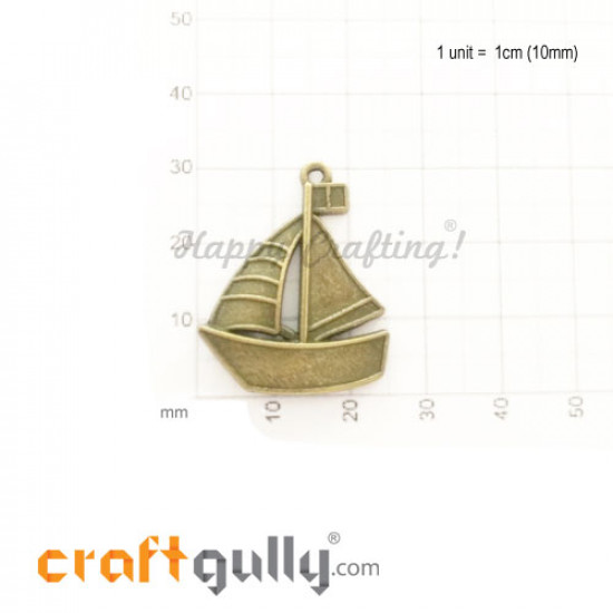 Charms / Elements 31mm Metal - Marine Sail Boat #1 - Bronze - Pack of 1 Charms / Elements 31mm Metal - Marine Sail Boat #1 - Bronze - Pack of 1
