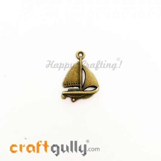 Charms / Elements 24mm Metal - Marine Sail Boat #2 - Bronze - Pack of 1