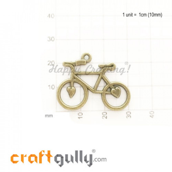 Charms / Elements 31mm Metal - Travel Bicycle - Bronze - Pack of 1