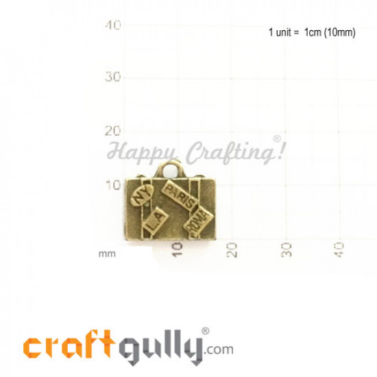 Charms / Elements 15mm Metal - Travel Bag - Bronze - Pack of 1 Charms / Elements 15mm Metal - Travel Bag - Bronze - Pack of 1