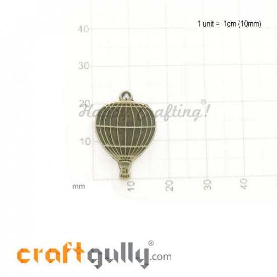 Charms / Elements 24mm Metal - Travel Hot Air Balloon - Bronze - Pack of 1