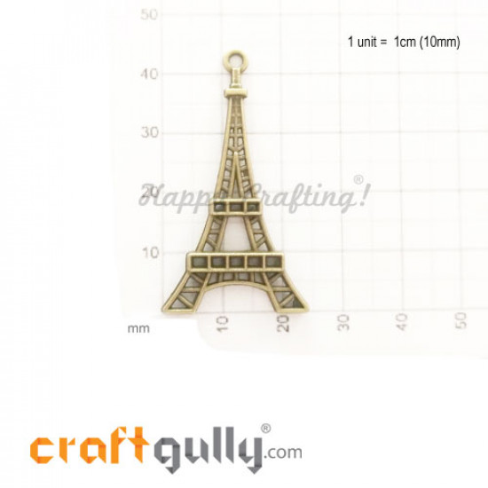 Charms / Elements 44mm Metal - Travel Eiffel Tower - Bronze - Pack of 1