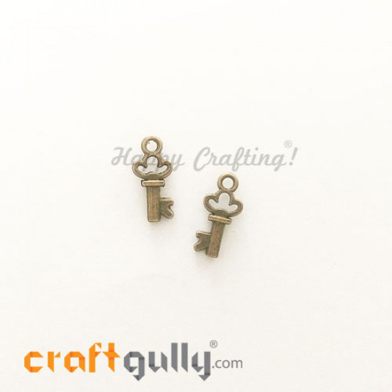 Charms / Elements 16mm Metal - Key #5 - Bronze - Pack of 2