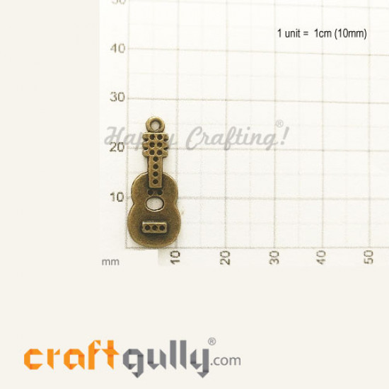 Charms / Elements 26mm Metal - Music Guitar - Bronze - Pack of 1 Charms / Elements 26mm Metal - Music Guitar - Bronze - Pack of 1