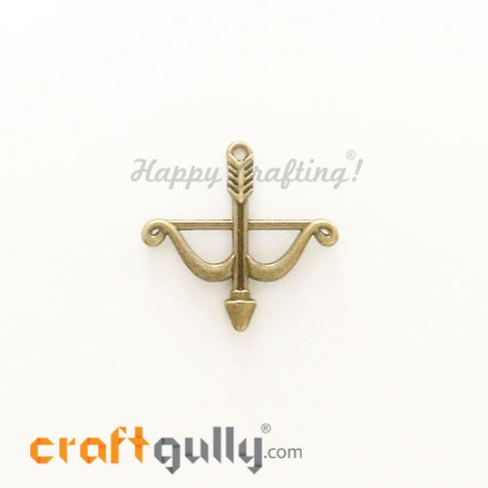 Charms / Elements 25mm Metal - Bow & Arrow #1 - Bronze - Pack of 1 Charms / Elements 25mm Metal - Bow & Arrow #1 - Bronze - Pack of 1