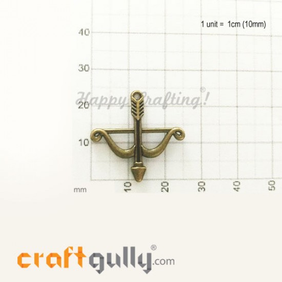 Charms / Elements 25mm Metal - Bow & Arrow #1 - Bronze - Pack of 1 Charms / Elements 25mm Metal - Bow & Arrow #1 - Bronze - Pack of 1