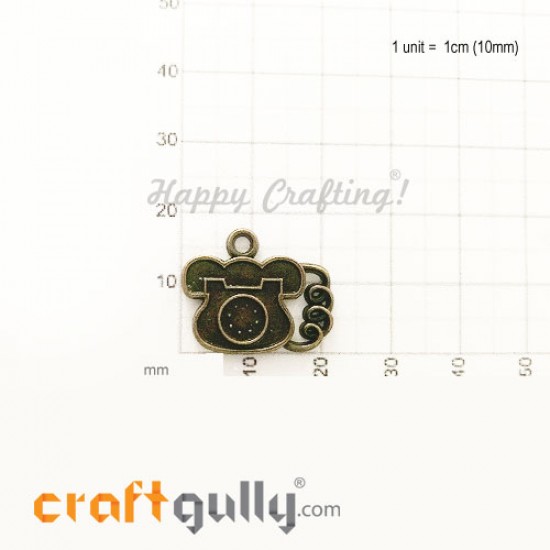 Charms / Elements 18mm Metal - Telephone - Bronze - Pack of 1 Charms / Elements 18mm Metal - Telephone - Bronze - Pack of 1
